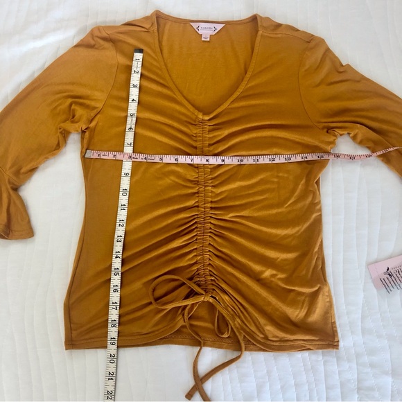 NWT Nanette Lepore Mustard Yellow Gathered Front Top - Picture 11 of 16